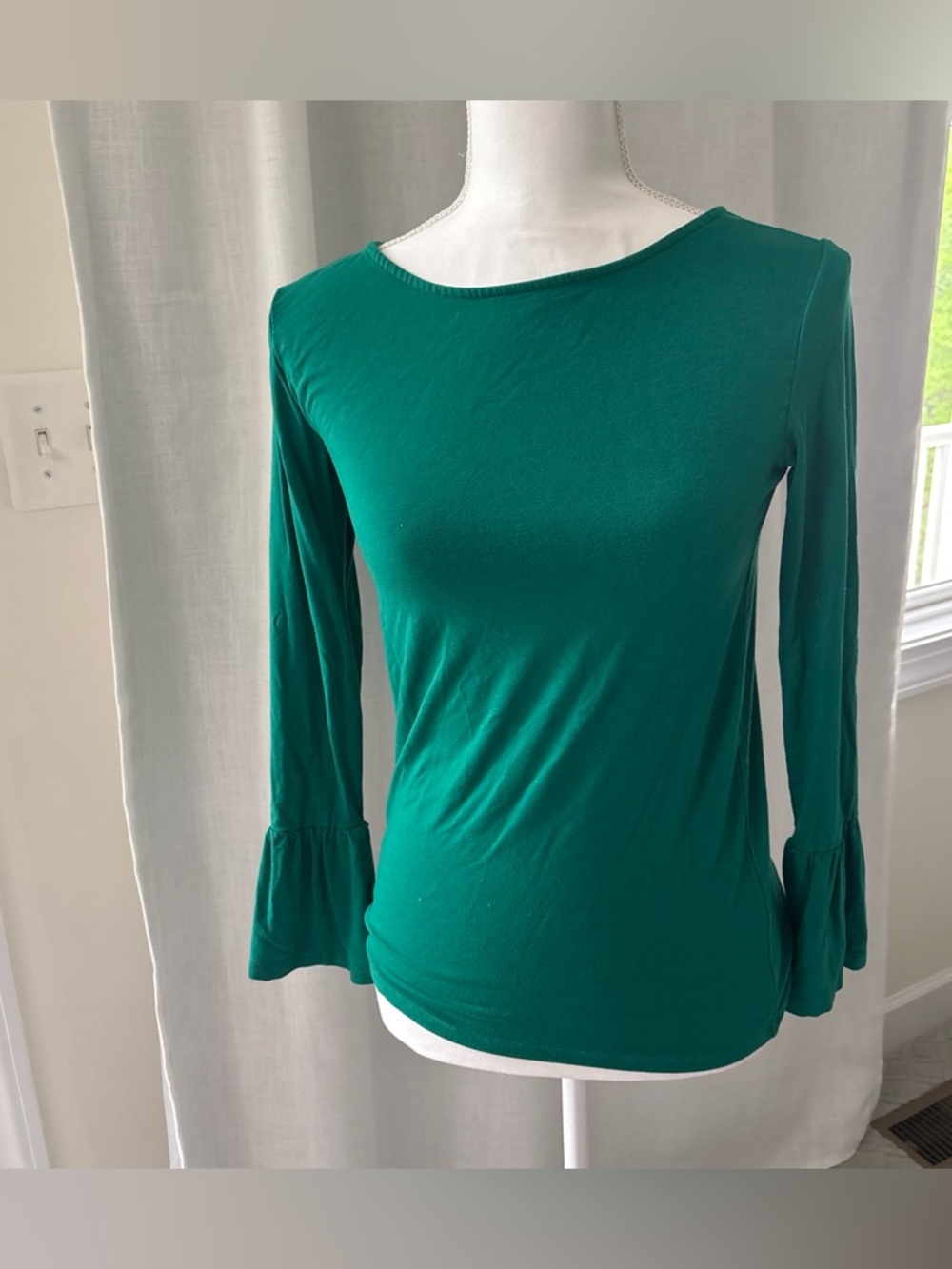Halogen Emerald Green Long Sleeve Bell Cuff Top